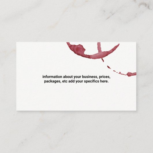 Visitenkarte für Weinstöcke (Rückseite)