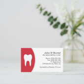 Visitenkarte für Zahnarzt, rot-weiß (Stehend Vorderseite)