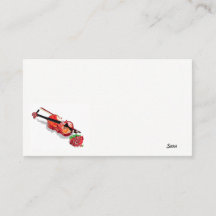 Visitenkarte / Geige mit Rose