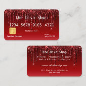 Visitenkarte| Glitzer Kreditkarte Burgund Red Visitenkarte (Vorne/Hinten)