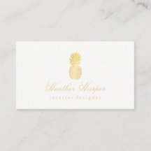 Visitenkarte - Golden Foil Ananas Script