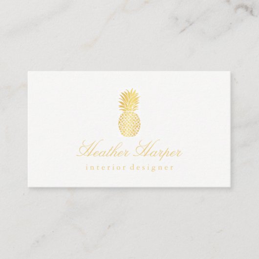 Visitenkarte - Golden Foil Ananas Script (Vorderseite)