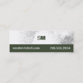 Visitenkarte - Green & White Grunge Monogramm (Rückseite)