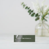 Visitenkarte - Green & White Grunge Monogramm (Stehend Vorderseite)