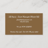 Visitenkarte:: Hamburger-Restaurant Visitenkarte (Rückseite)