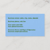 Visitenkarte, "Hartglas" Visitenkarte (Rückseite)