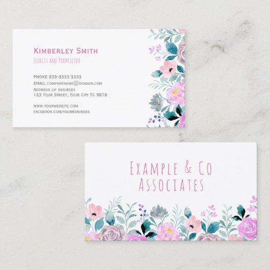 Visitenkarte, helle, rosa Blume Visitenkarte (Vorne/Hinten)