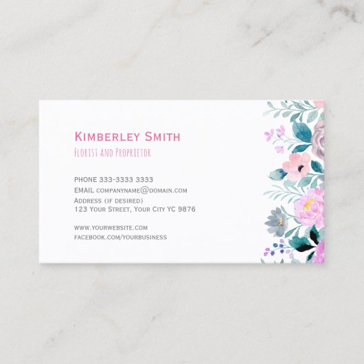 Visitenkarte, helle, rosa Blume Visitenkarte (Vorderseite)