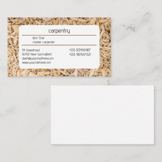 Visitenkarte Holzspanrahmen (Vorne/Hinten)