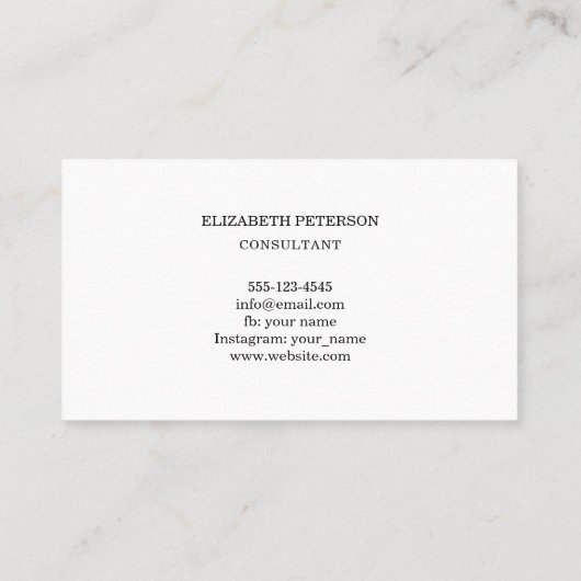 Visitenkarte im minimalistischen Stil. (Rückseite)