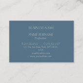 Visitenkarte in Blau-Grau mit weißer Schrift (Rückseite)