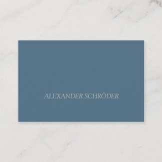 Visitenkarte in Blau-Grau mit weißer Schrift