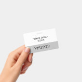 Visitenkarte in Weiß & Grau Horizontal individuell Ausweis (Handheld)