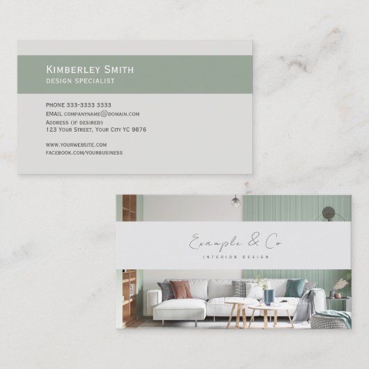 Visitenkarte, Innendesign pastellgrün Visitenkarte (Vorne/Hinten)