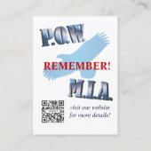 Visitenkarte-Kalender MIA KRIEGSGEFANGEN 2015 Visitenkarte (Rückseite)