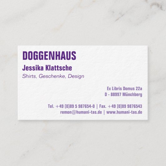 Visitenkarte klar und (Vorderseite)