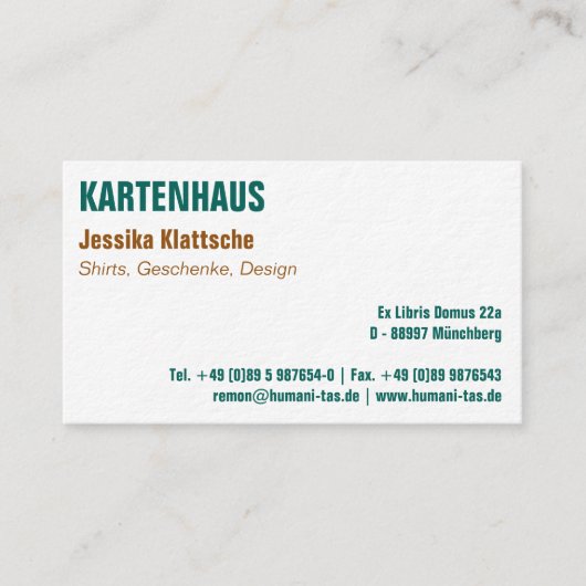 Visitenkarte klar und (Vorderseite)