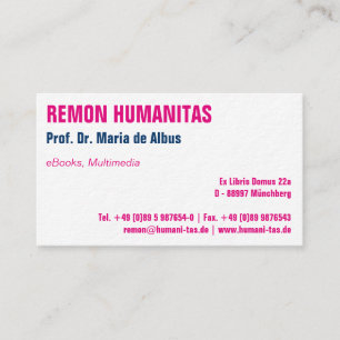 Visitenkarte klar und deutlich