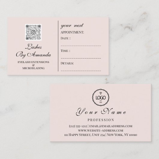 Visitenkarte Makeup Artist Logo Esthetican QR Terminkarte (Vorne/Hinten)
