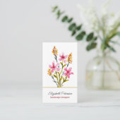 Visitenkarte mit Aquarell-Blume-Muster. (Stehend Vorderseite)