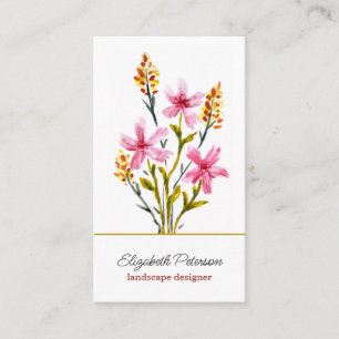 Visitenkarte mit Aquarell-Blume-Muster.