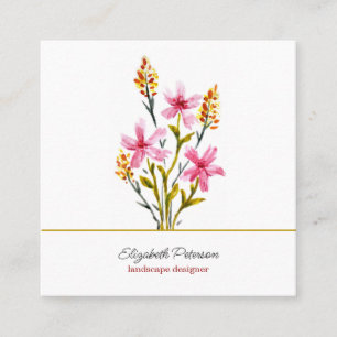 Visitenkarte mit Aquarell-Blume-Muster.