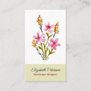 Visitenkarte mit Aquarell-Blume-Muster.