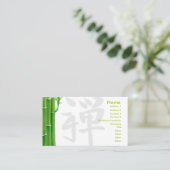 Visitenkarte mit Bambusbaum und Zen-Kanji (Stehend Vorderseite)