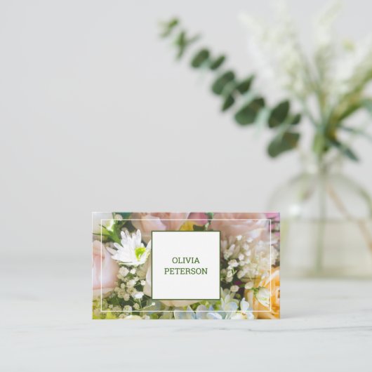 Visitenkarte mit Blume Hintergrund. (Stehend Vorderseite)