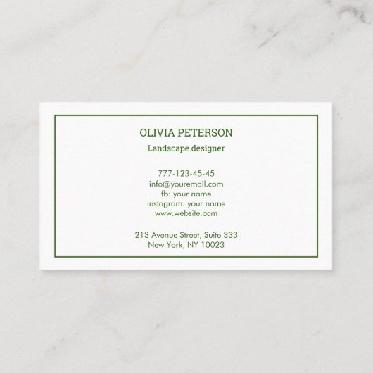 Visitenkarte mit Blume Hintergrund. (Rückseite)