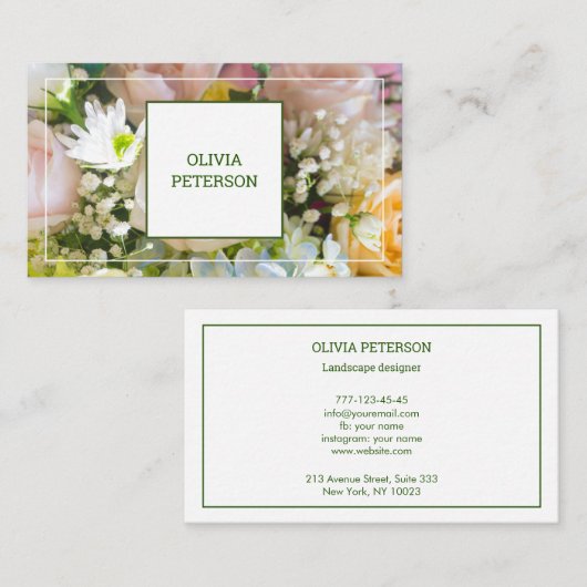 Visitenkarte mit Blume Hintergrund. (Vorne/Hinten)
