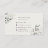 Visitenkarte mit Blume und Aquarell (Rückseite)