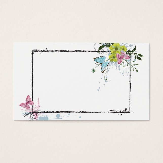 Visitenkarte mit Blumenrahmen (Vorderseite)