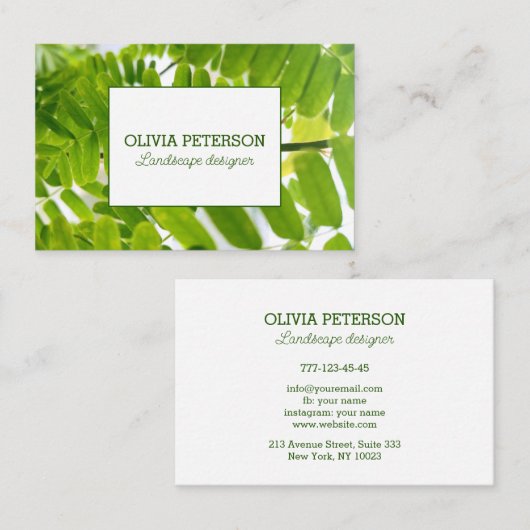 Visitenkarte mit botanischem Hintergrund (Vorne/Hinten)