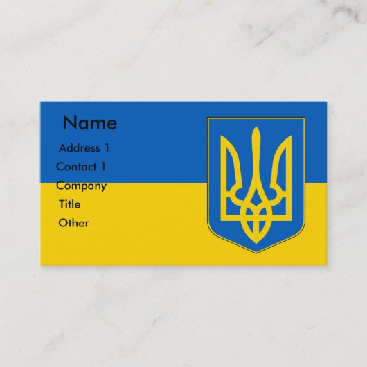 Visitenkarte mit der Flagge der Ukraine (Vorderseite)