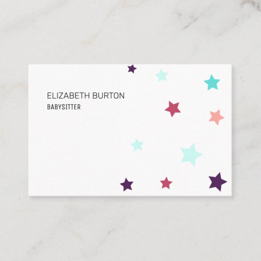 Visitenkarte mit farbigen Sternen. (Vorderseite)