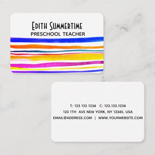 Visitenkarte mit farbigen Streifen (Vorne/Hinten)