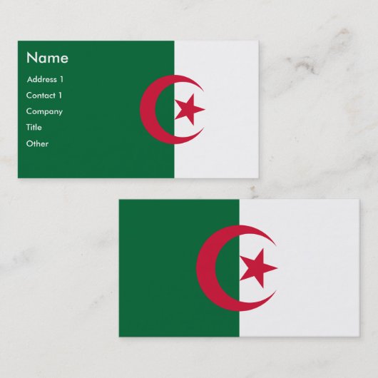 Visitenkarte mit Flagge Algeriens (Vorne/Hinten)