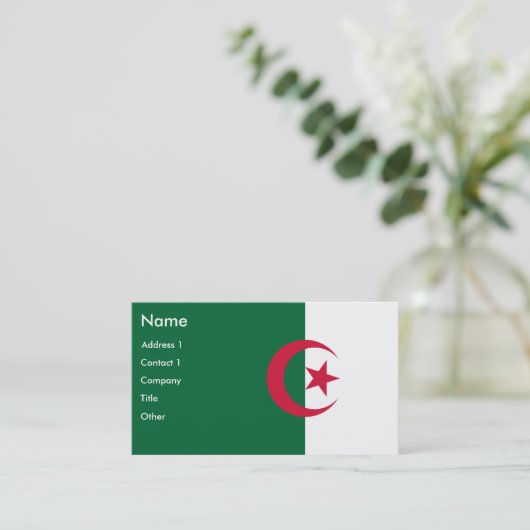 Visitenkarte mit Flagge Algeriens (Stehend Vorderseite)