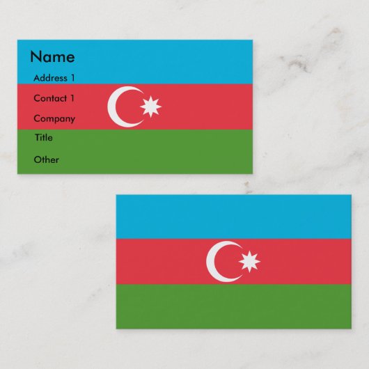 Visitenkarte mit Flagge Aserbaidschans (Vorne/Hinten)