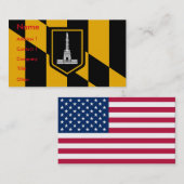 Visitenkarte mit Flagge von Baltimore, USA. (Vorne/Hinten)