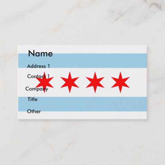 Visitenkarte mit Flagge von Chicago, USA. (Vorderseite)