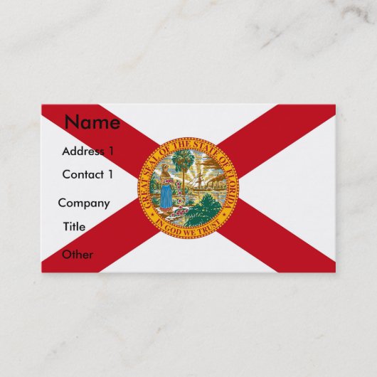 Visitenkarte mit Flagge von Florida, USA. (Vorderseite)