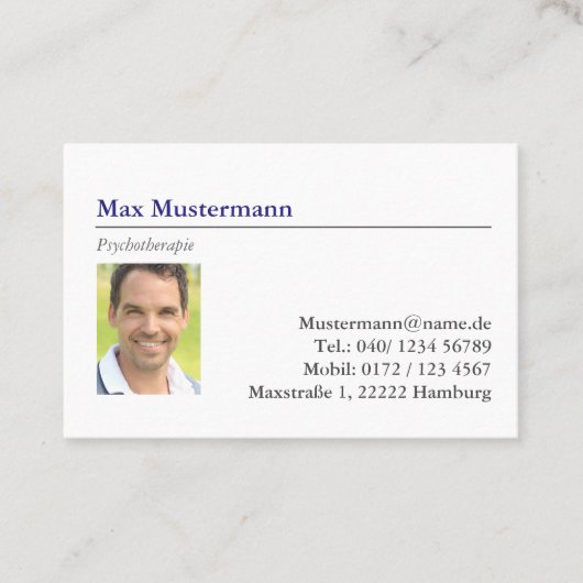Visitenkarte mit Foto (Vorderseite)