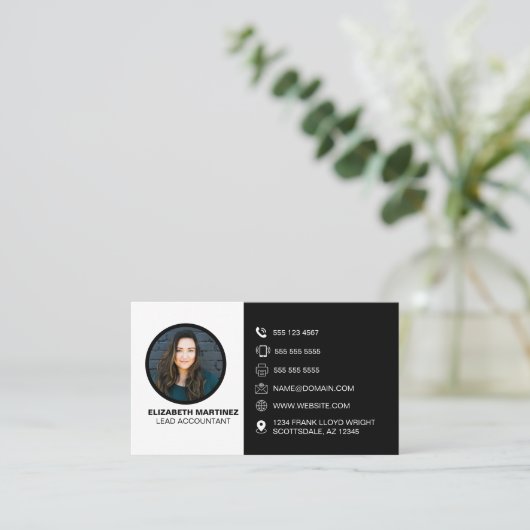 Visitenkarte mit Foto- und QR Code Generator (Stehend Vorderseite)