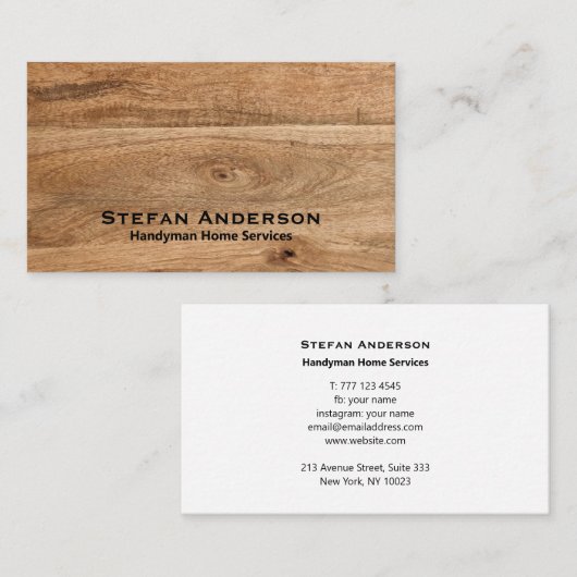 Visitenkarte mit Holzstruktur (Vorne/Hinten)