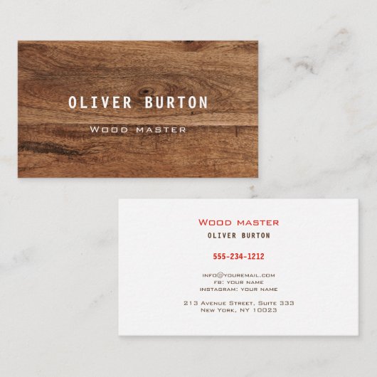 Visitenkarte mit Holzstruktur. (Vorne/Hinten)