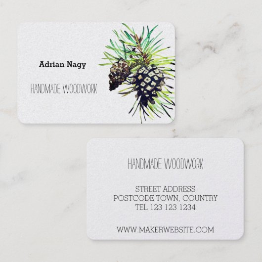 Visitenkarte mit Kiefernzapfen (Vorne/Hinten)