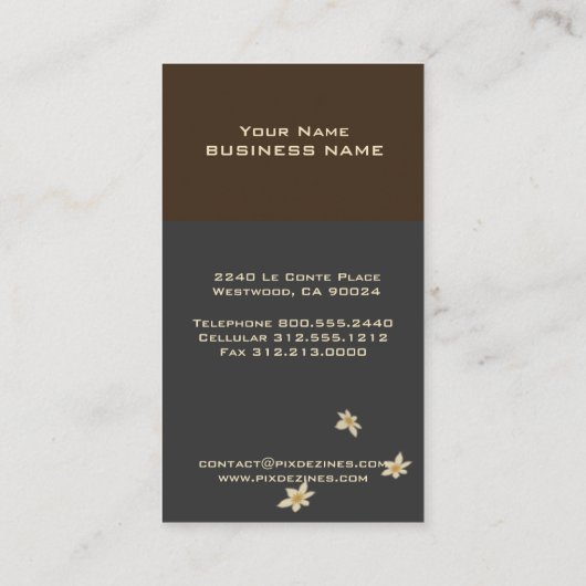 Visitenkarte mit kleinen Cremeblüten (Rückseite)