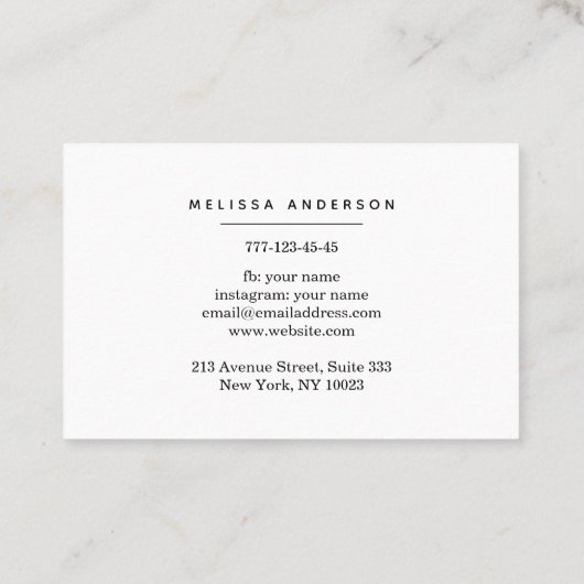 Visitenkarte mit Monogramm im einfachen Stil. (Rückseite)